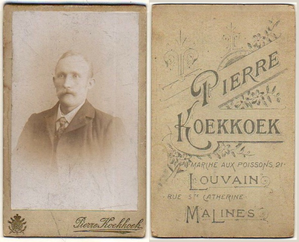 FOTOGRAFIA DE HOMBRE PIERRE KOEKKOEK - LOUVAIN MALINES. SOBRE 1895