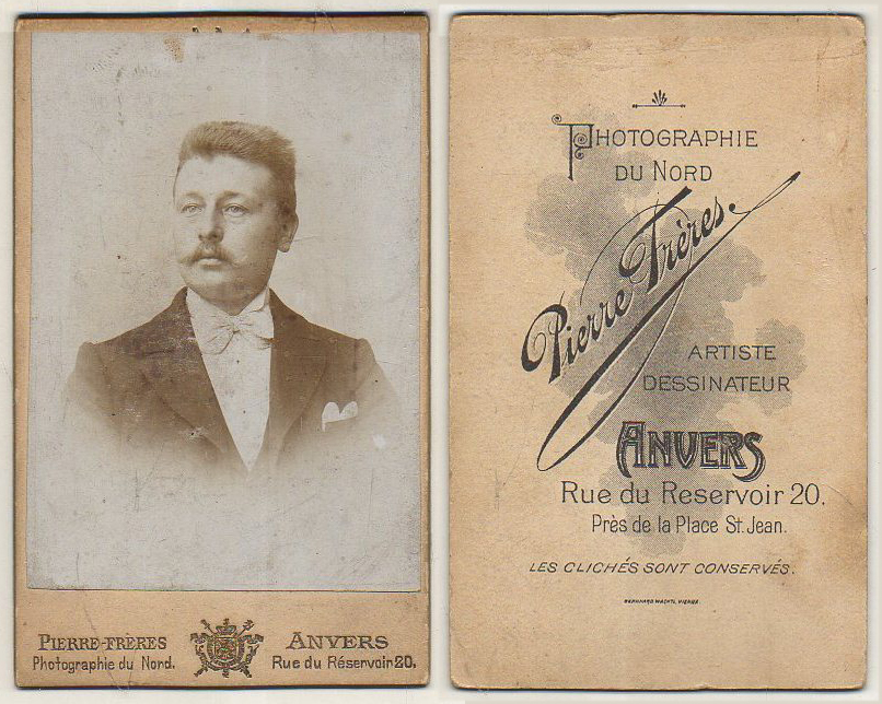 FOTOGRAFIA DE SEÑOR FOTO PIERRE-FRERES - ANVERS. SOBRE 1895