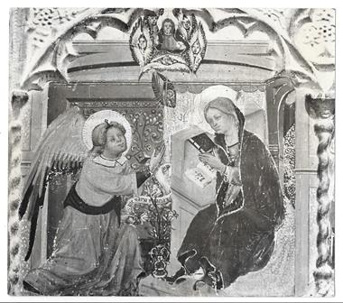 FOTO ANUNCIACION DE LA PREDELA DEL RETABLO DE MONTESION. PALMA DE MALLORCA SIGLOS XIV-XV. FOTO JERONIMO TOUS