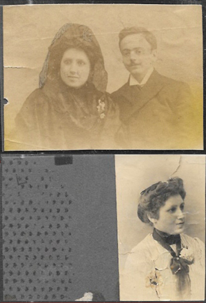 FOTOGRAFIA ANTIGUA DE ESTUDIO, MATRIMONIO. SOBRE 1910. 10,4 X 7,5 Y 10 X 7,5 CM.