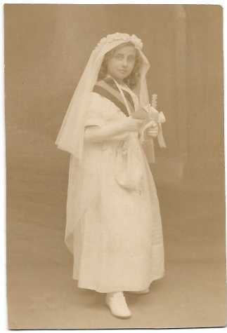 FOTOGRAFIA ANTIGUA DE ESTUDIO, NIÑO DE COMUNION SOBRE 1920. 11,7 X 8 CM. FOTO MEXICO