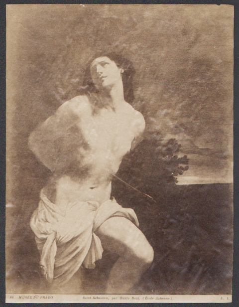 REPRODUCCION CUADRO SAINT SEBASTIEN DE GUIDO RENI (ESCUELA ITALIANA) SOBRE 1890. 28 X 21,5 CM.