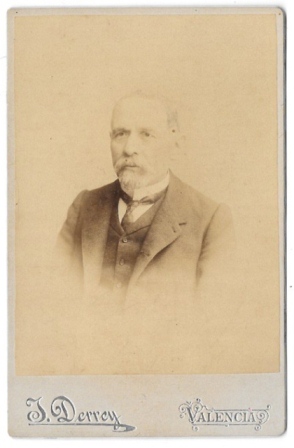 FOTO RETRATO DE CABALLERO AÑO 1880 FOTO JULIO DERREY (VALENCIA). IMPRESO EN REVERSO