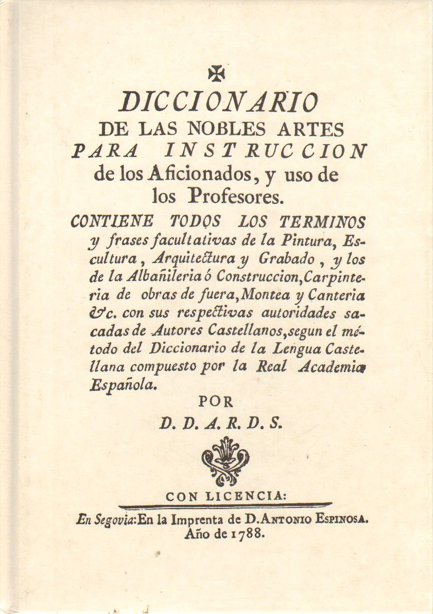 DICCIONARIO DE LAS NOBLES ARTES.