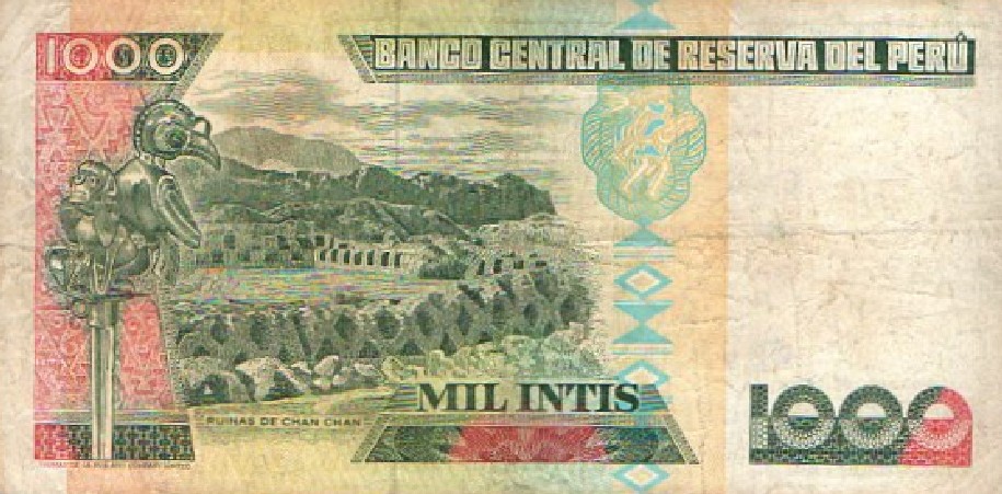 BILLETE ORIGINAL 1000 INTIS PERÚ. AÑO 1988