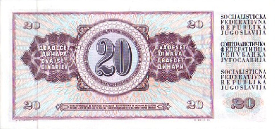 BILLETE ORIGINAL 20 DINARA YUGOSLAVIA