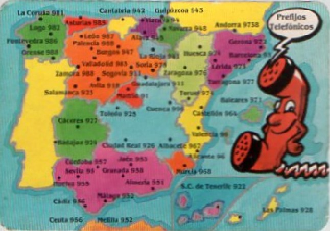 CALENDARIO PREFIJO DE TELÉFONOS AÑO 1994