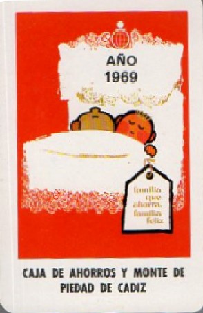 CALENDARIO CAJA DE AHORROS MONTE PIEDAD CADIZ 1969