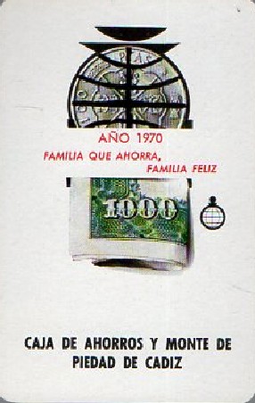 CALENDARIO CAJA DE AHORROS MONTE PIEDAD CADIZ 1970