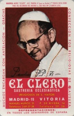 CALENDARIO FOURNIER EL CLERO PUBLICIDAD AÑO 1964
