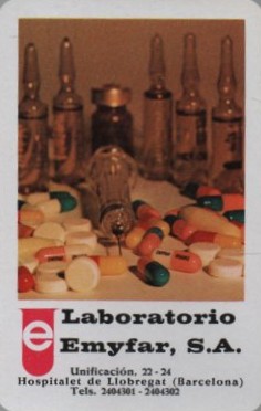 CALENDARIO FOURNIER LABORATORIO EMYFAR AÑO 1975