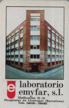 CALENDARIO FOURNIER LABORATORIO EMYFAR AÑO 1971