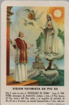 CALENDARIO FOURNIER VISION FATIMISTA PIO  AÑO 1960