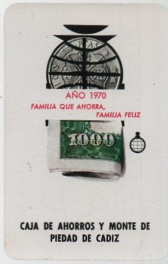 CALENDARIO FOURNIER CAJA AHORRO CADIZ AÑO 1970