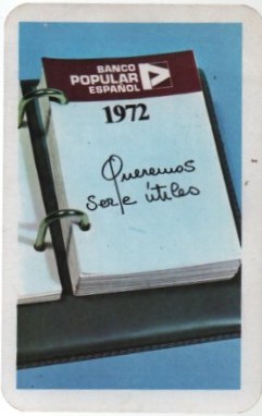 CALENDARIO FOURNIER BANCO POPULAR ESPAÑOL AÑO 1972