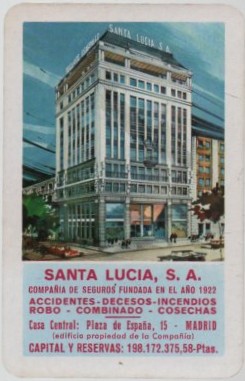CALENDARIO FOURNIER SANTA LUCIA AÑO 1969
