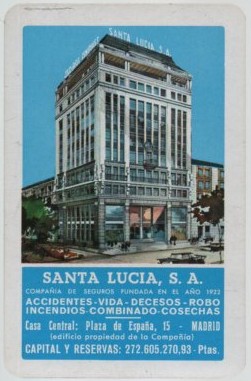 CALENDARIO FOURNIER SANTA LUCIA AÑO 1970
