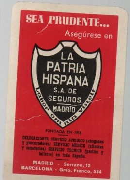 CALENDARIO FOURNIER LA PATRIA HISPANA AÑO 1967