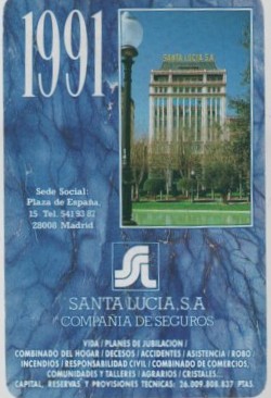 CALENDARIO FOURNIER SANTA LUCIA S.A AÑO 1991