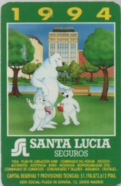 CALENDARIO FOURNIER SANTA LUCIA SEGUROS AÑO 1994