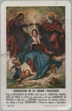 CALENDARIO FOURNIER CORONAC VIRGEN VELAZQ AÑO 1967