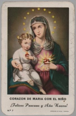 CALENDARIO FOURNIER CORAZON DE MARIA NIÑO AÑO 1962