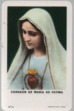 CALENDARIO FOURNIER CORAZON MARIA FATIMA AÑO 1976