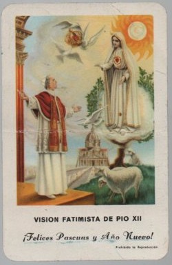 CALENDARIO FOURNIER VISION FATIMISTA PIO  AÑO 1960