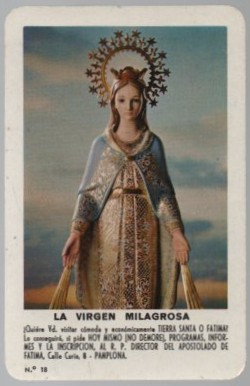 CALENDARIO FOURNIER LA VIRGEN MILAGROSA AÑO 1968