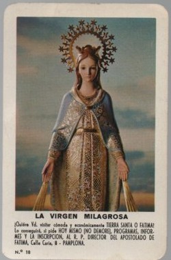 CALENDARIO FOURNIER LA VIRGEN MILAGROSA AÑO 1968