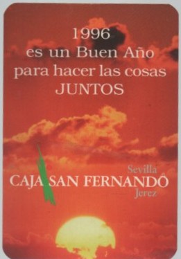 CALENDARIO CAJA SAN FERNANDO  AÑO 1996