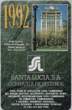 CALENDARIO FOURNIER SANTA LUCIA AÑO 1992