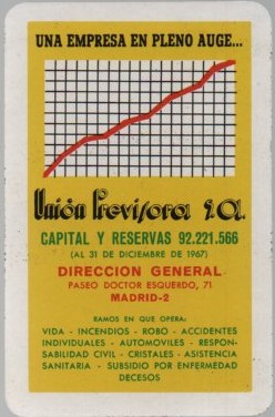 CALENDARIO FOURNIER UNION PREVISORA AÑO 1969