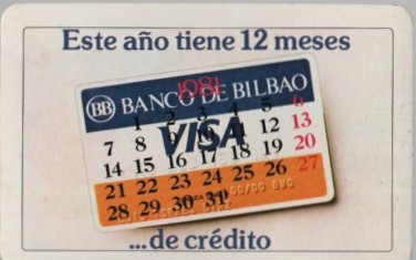 CALENDARIO FOURNIER BANCO BILBAO VISA AÑO 1981