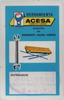 CALENDARIO HERRAMIENTA ACESA AÑO 1972