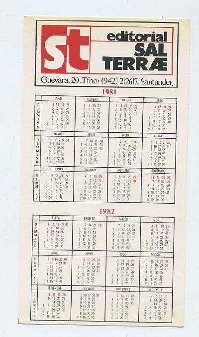 CALENDARIO DE BOLSILLO-1981/82-EDITORIAL SAL TERRA