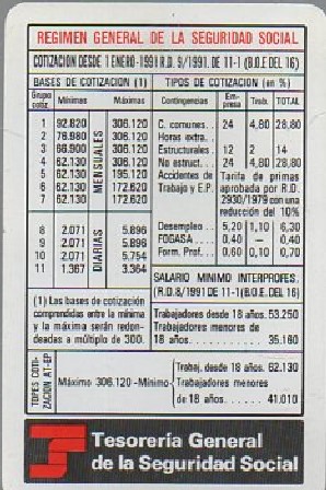 CALENDARIO TESORERIA 1991