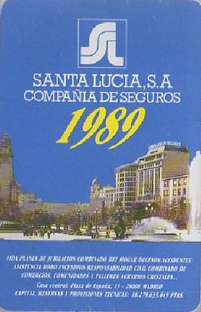 CALENDARIO SANTA LUCÍA S.A. AÑO 1989