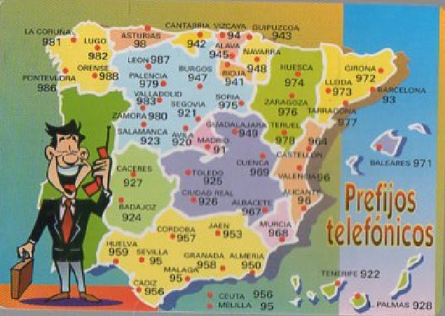CALENDARIO PREFIJOS TELEFÓNICOS AÑO 2001