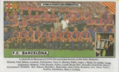 CALENDARIO BARCELONA FC AÑO 1994