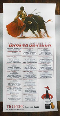 CARTEL DE TOROS EN SEDA - TOROS EN SEVILLA, FERIA DE ABRIL 1986.