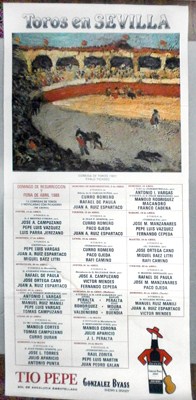 CARTEL DE TOROS EN SEDA - TOROS EN SEVILLA, FERIA DE ABRIL 1988.