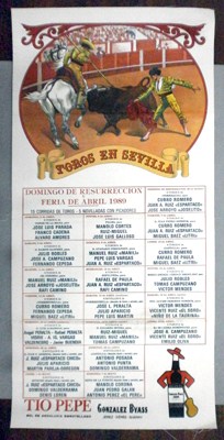 CARTEL DE TOROS EN SEDA - TOROS EN SEVILLA, FERIA DE ABRIL 1989.