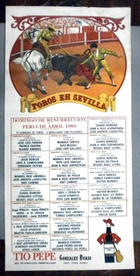 CARTEL DE TOROS EN SEDA - TOROS EN SEVILLA, FERIA DE ABRIL 1989.
