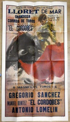 CARTEL PLAZA DE TOROS LLORET DE MAR JULIO 1970.