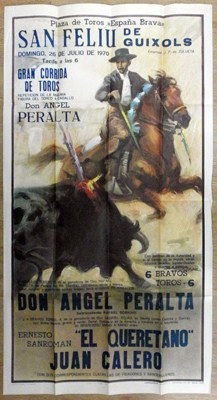 CARTEL PLAZA DE TOROS DE SAN FELIU DE GUIXOLS JULIO 1970.