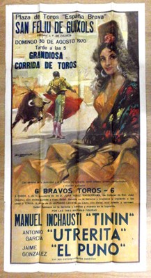 CARTEL PLAZA DE TOROS DE SAN FELIU DE GUIXOLS AGOSTO 1970.