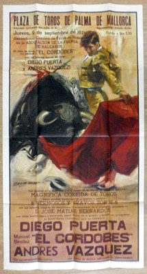 CARTEL PLAZA DE TOROS DE PALMA DE MALLORCA SEPTIEMBRE 1971.