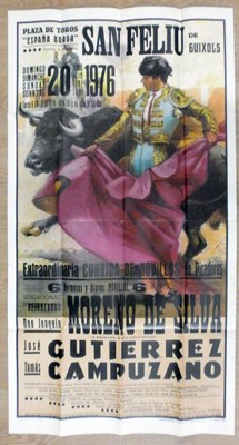 CARTEL PLAZA DE TOROS SAN FELIU DE GUIXOLS JUNIO 1976.