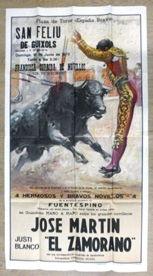 CARTEL PLAZA DE TOROS SAN FELIU DE GUIXOLS JUNIO 1973